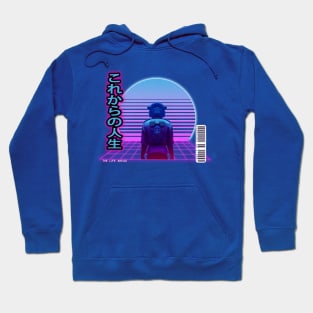 Synthwave The Life Ahead - Korekara no jinsei- Black letters Transparent Borders Hoodie